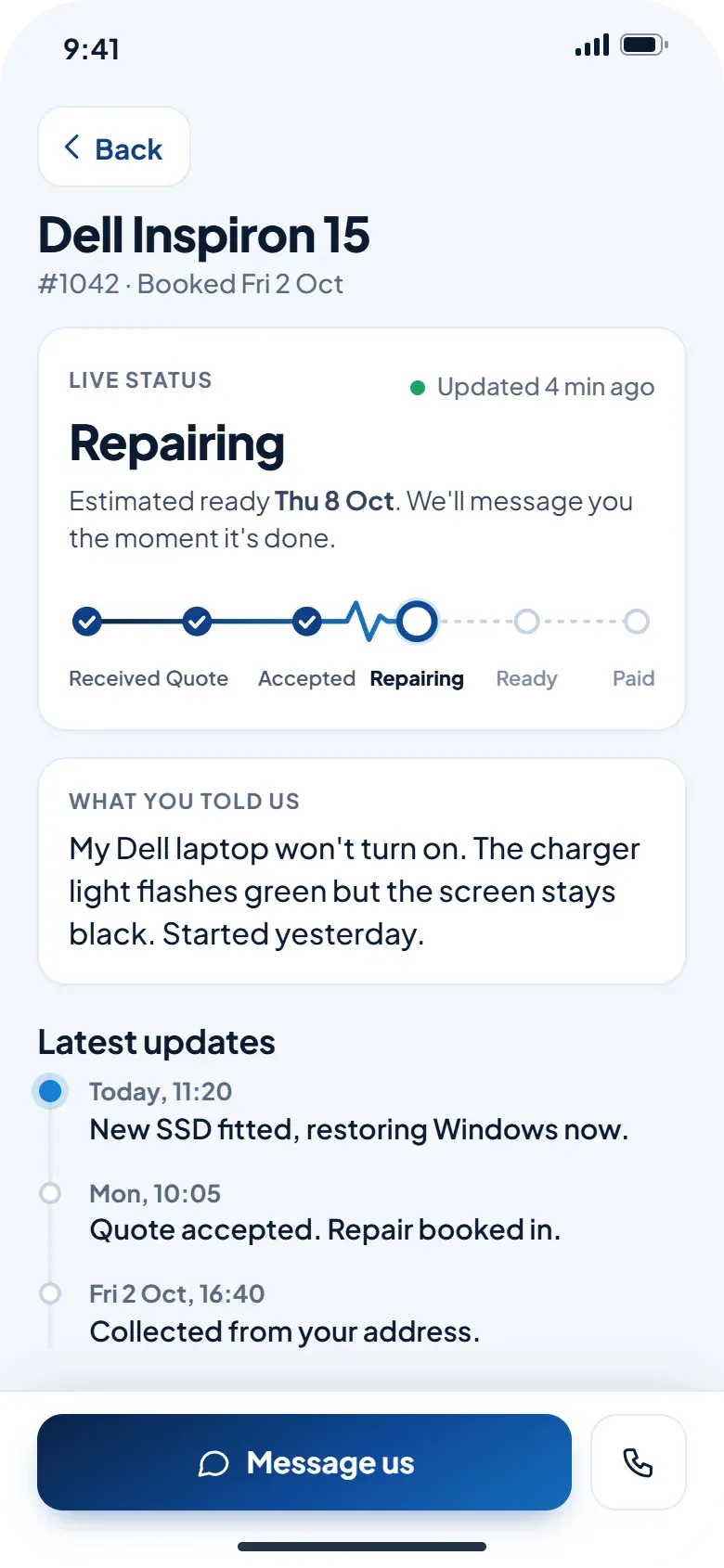 App screen: Follow it live